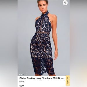 Lulus Divine Destiny Navy Blue Lace Midi Dress